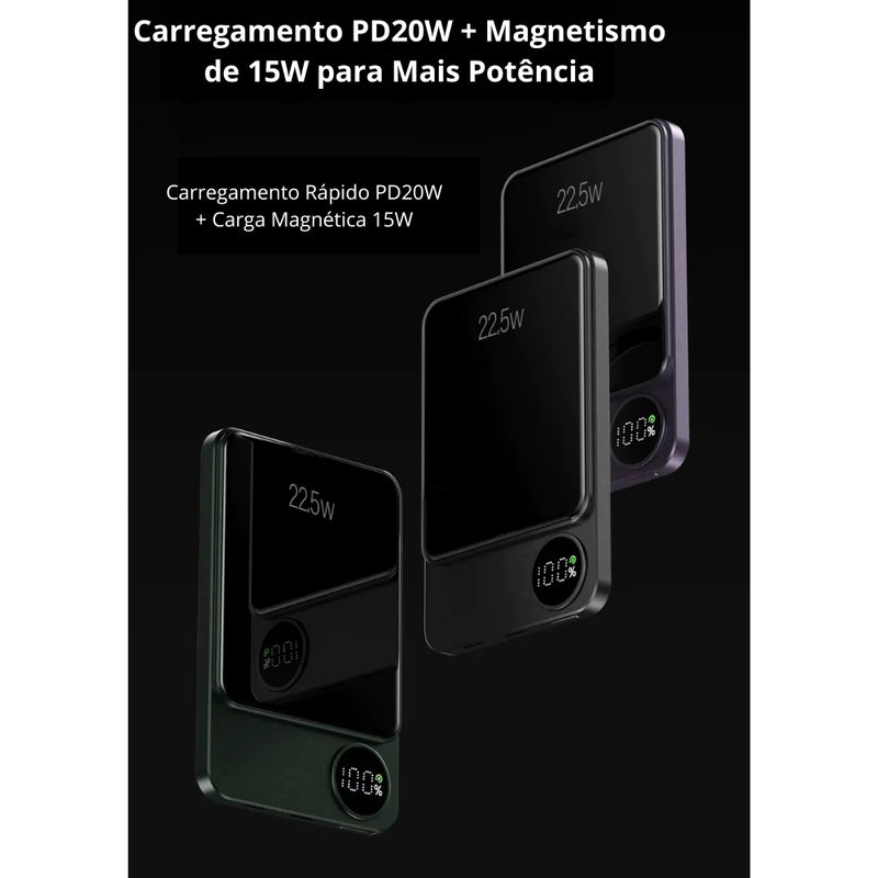 Power Bank Magnético 100.000mAh | Carregamento Rápido USB-C & MagSafe