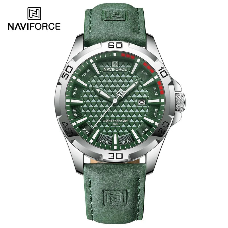 Relógio Masculino NAVIFORCE com Pulseira de Couro, Quartz e à Prova D'Água